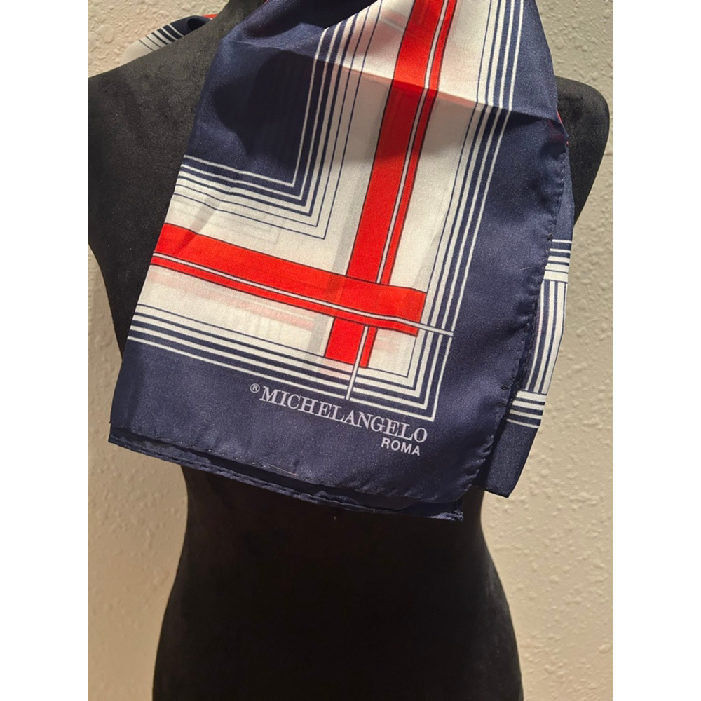 Women's Michelangelo Navy Red White Striped Scarf One Size